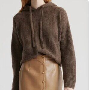 QUINCE Women's Mongolian Cashmere Fisherman Rib Hoodie